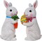 2 Pack Easter Bunny Figurine Decor, Standing Spring Resin White Rabbit Couple Statue Tabletop Ornament, Festival Present for Garden Home Table Office Dining Room Mantle Party Supplies